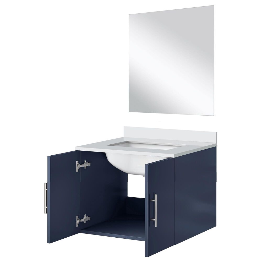 Lexora Home Geneva 24&quot; Single Bathroom Vanity in Glossy White with 2 cm White Cultured Marble Top, Rectangular Sink and 18&quot; Mirror, , large