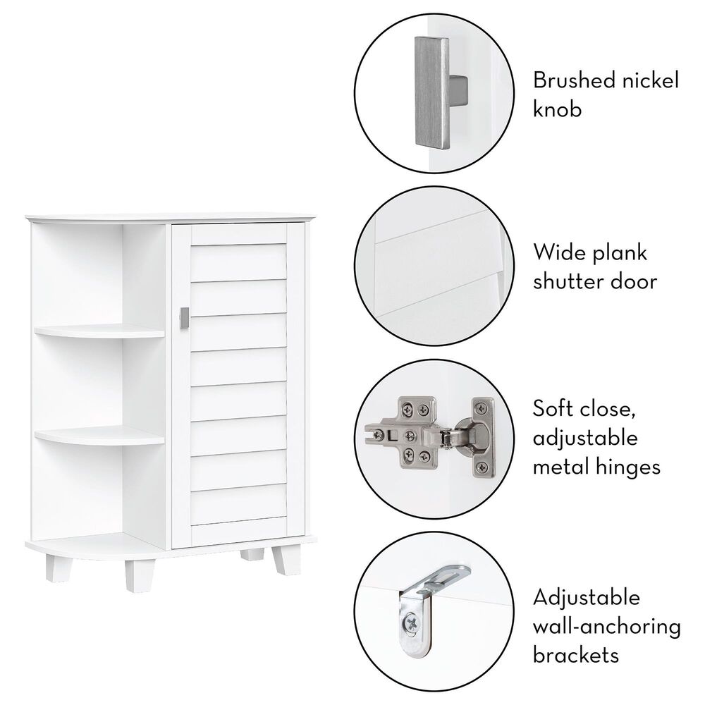 RiverRidge Home Brookfield 1-Door Floor Cabinet with Side Shelves in White, , large