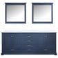 Lexora Home Dukes 80" Double Bathroom Vanity in Dark grey with 2 cm White Quartz Top, Rectangular Sinks and 30" Mirrors, , large