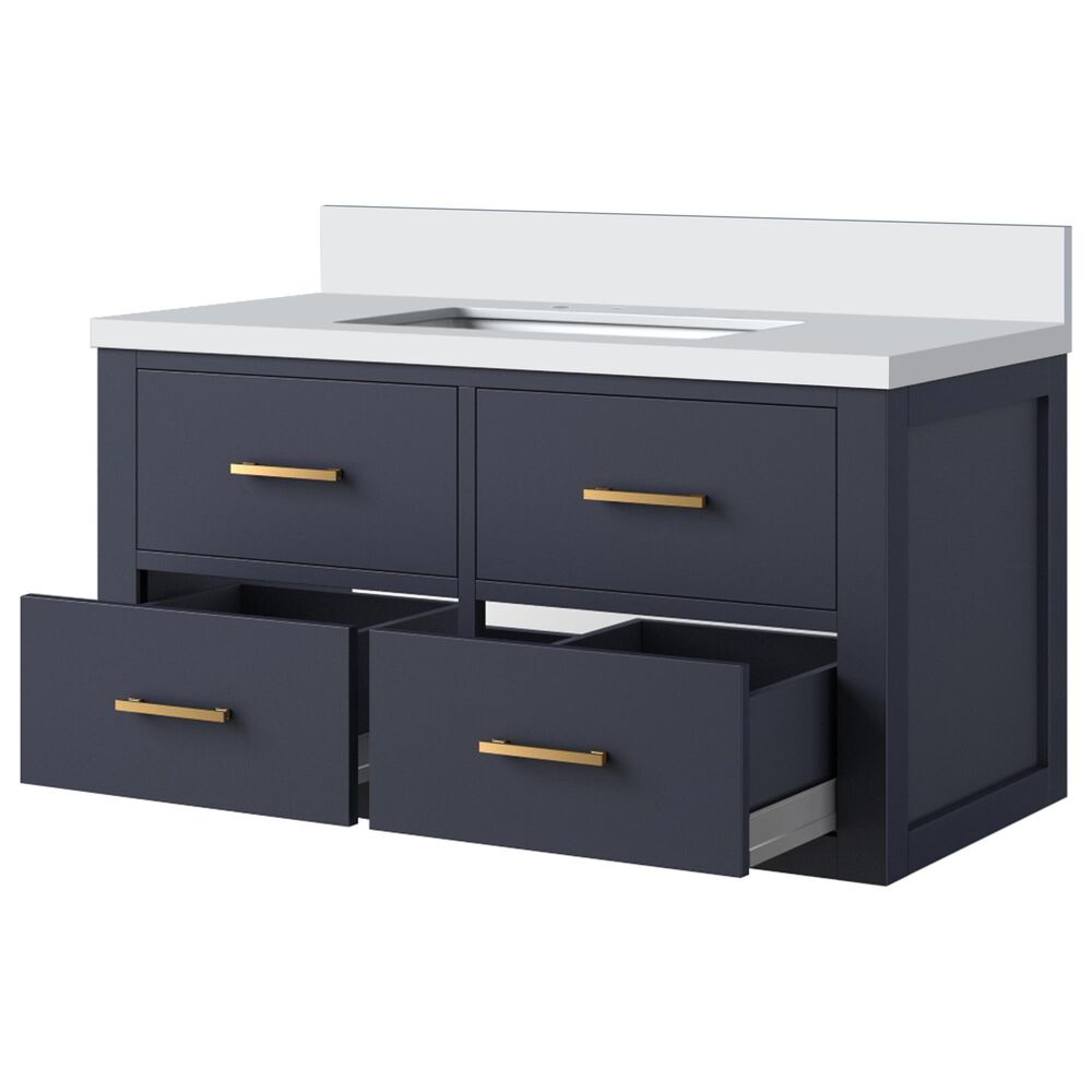 Lexora Home Castor 36&quot; Single Bathroom Vanity in Blue with 2 cm White Quartz Top and Rectangular Sink, , large