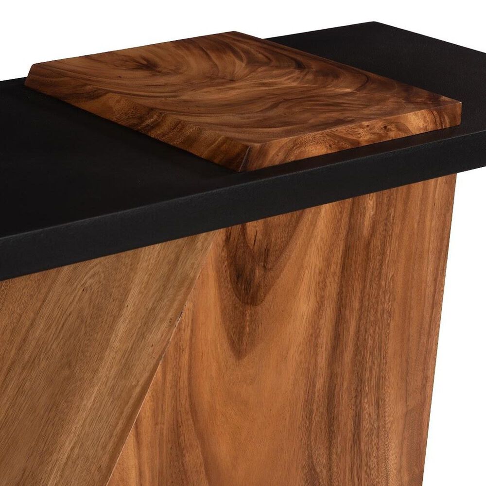 TimberHaus Slant Console Table in Natural and Black, , large