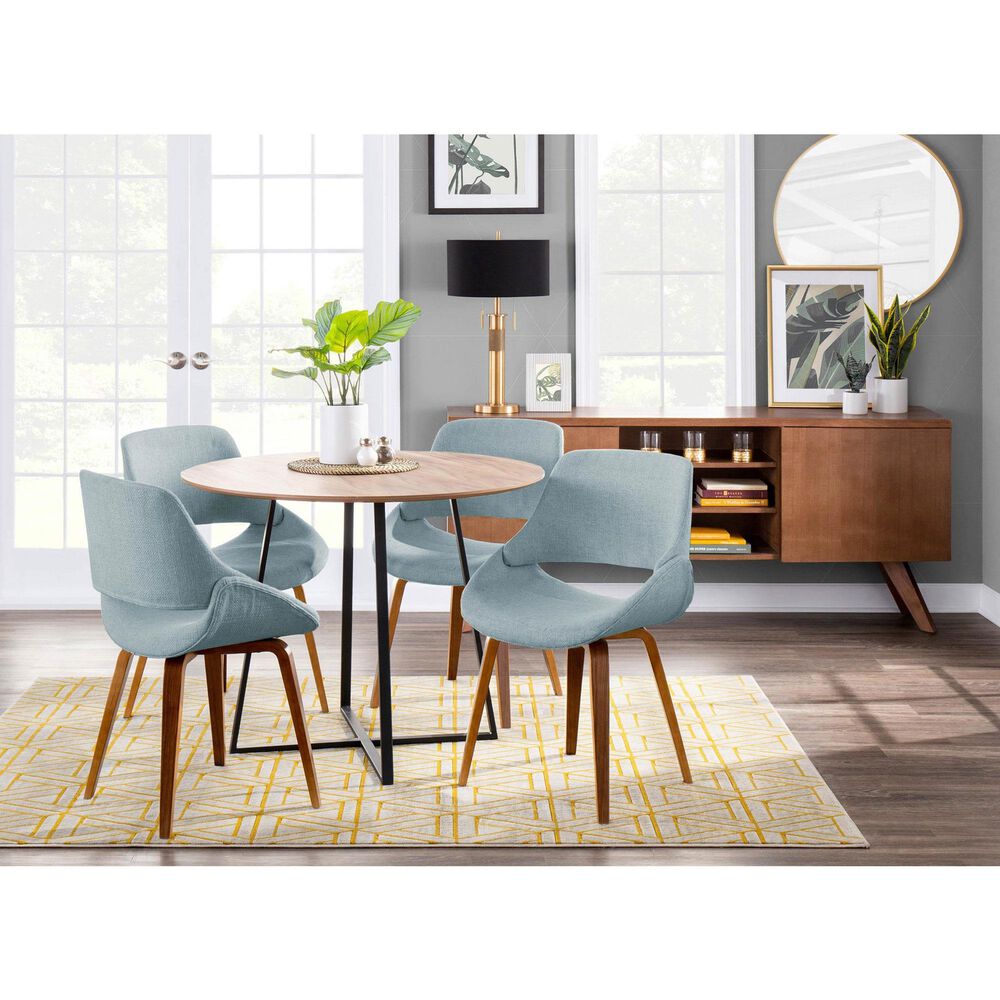 LumiSource Fabrico Side Chair with Blue Cushion in Walnut (Set of 2), , large