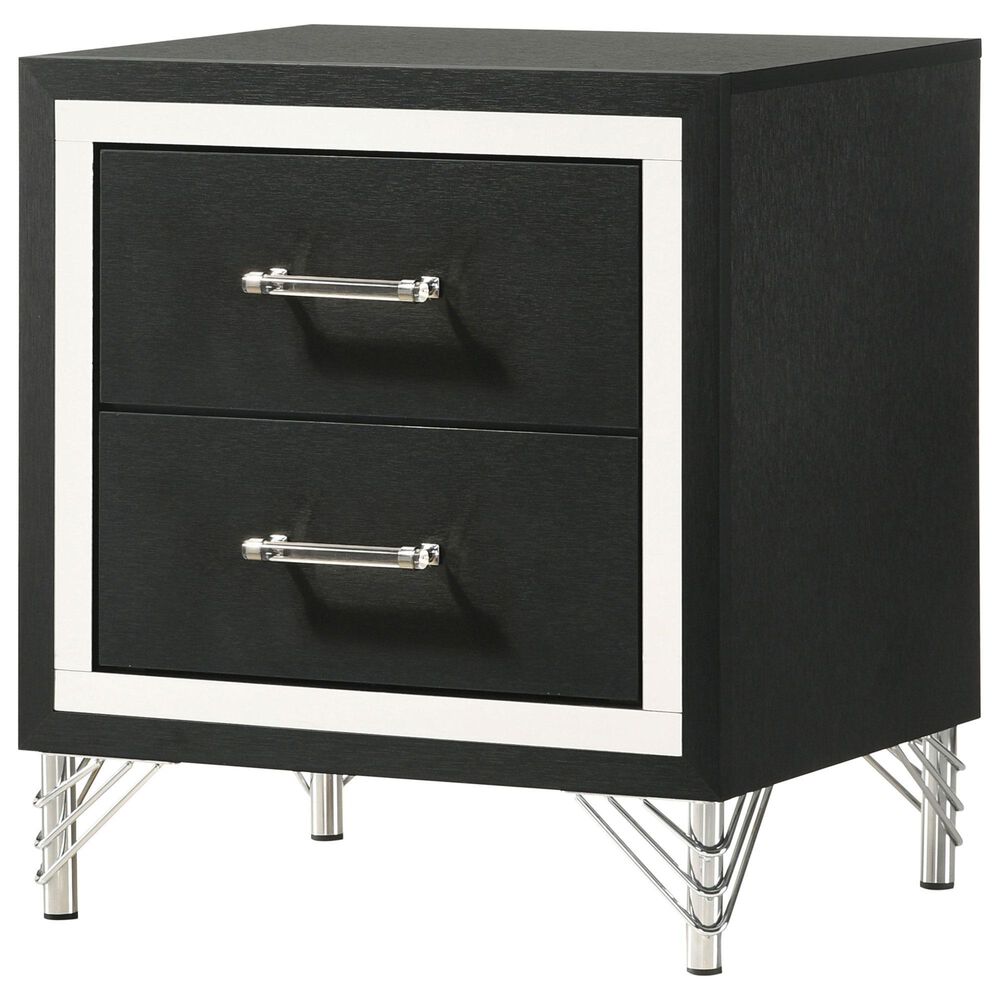 Coaster Lucia 2-Drawer Nightstand in Black and Chrome, , large