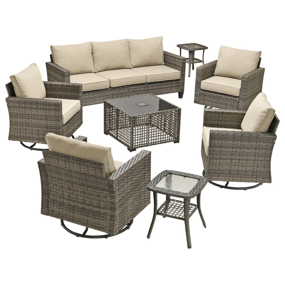 HOMLUX 8-Piece Outdoor Patio Furniture Set in Beige, , large