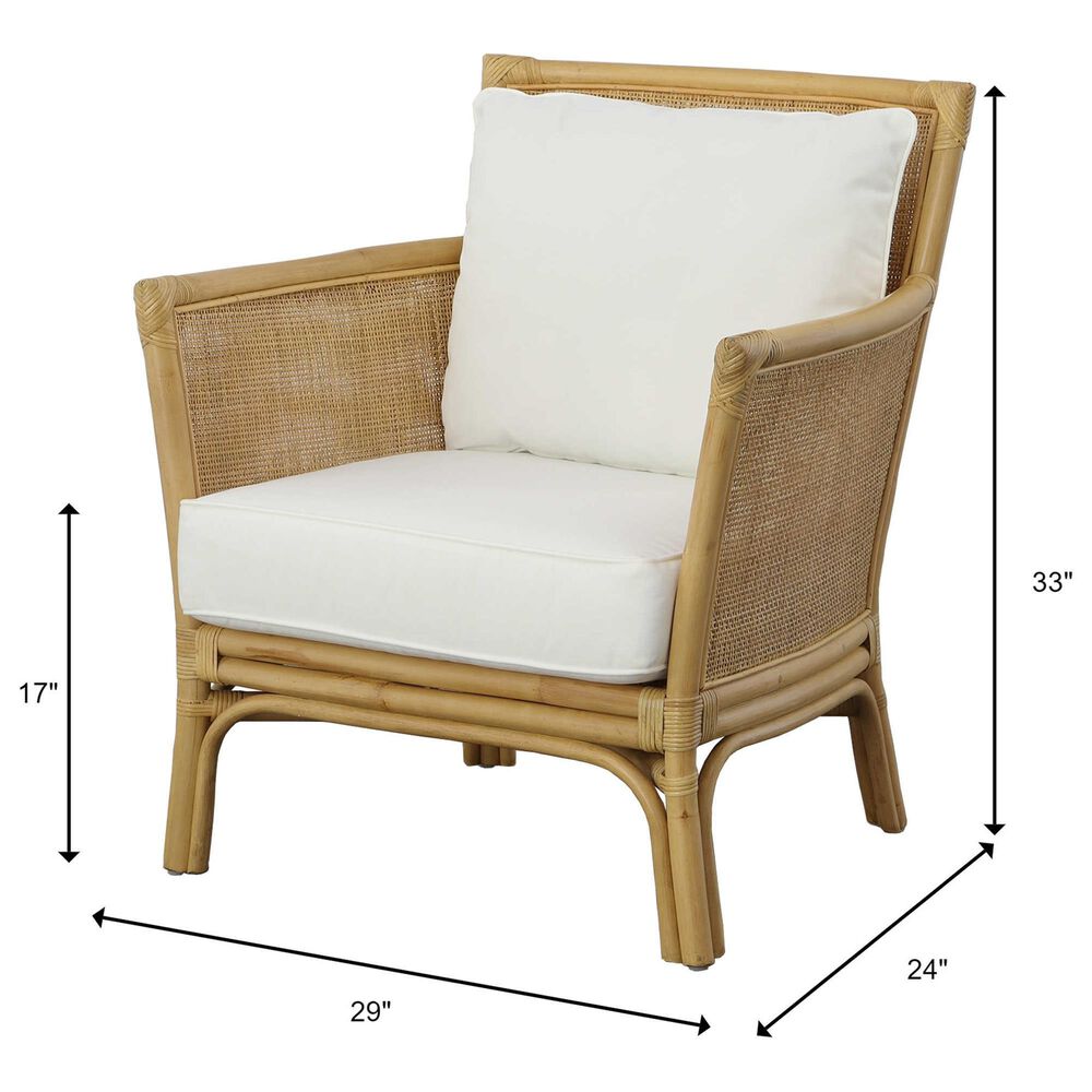 Uttermost Pacific Arm Chair with White Cushion in Natural, , large
