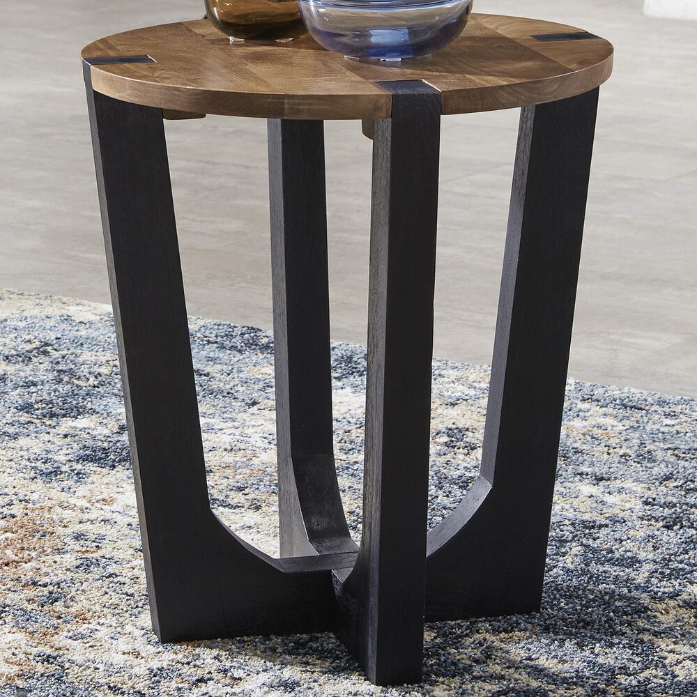 Ashley Hanneforth Round End Table in Brown and Black, , large
