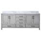 Lexora Home Jacques 80" Double Bathroom Vanity in Distressed Grey with 2 cm White Carrara Marble Top and Rectangular Sinks, , large
