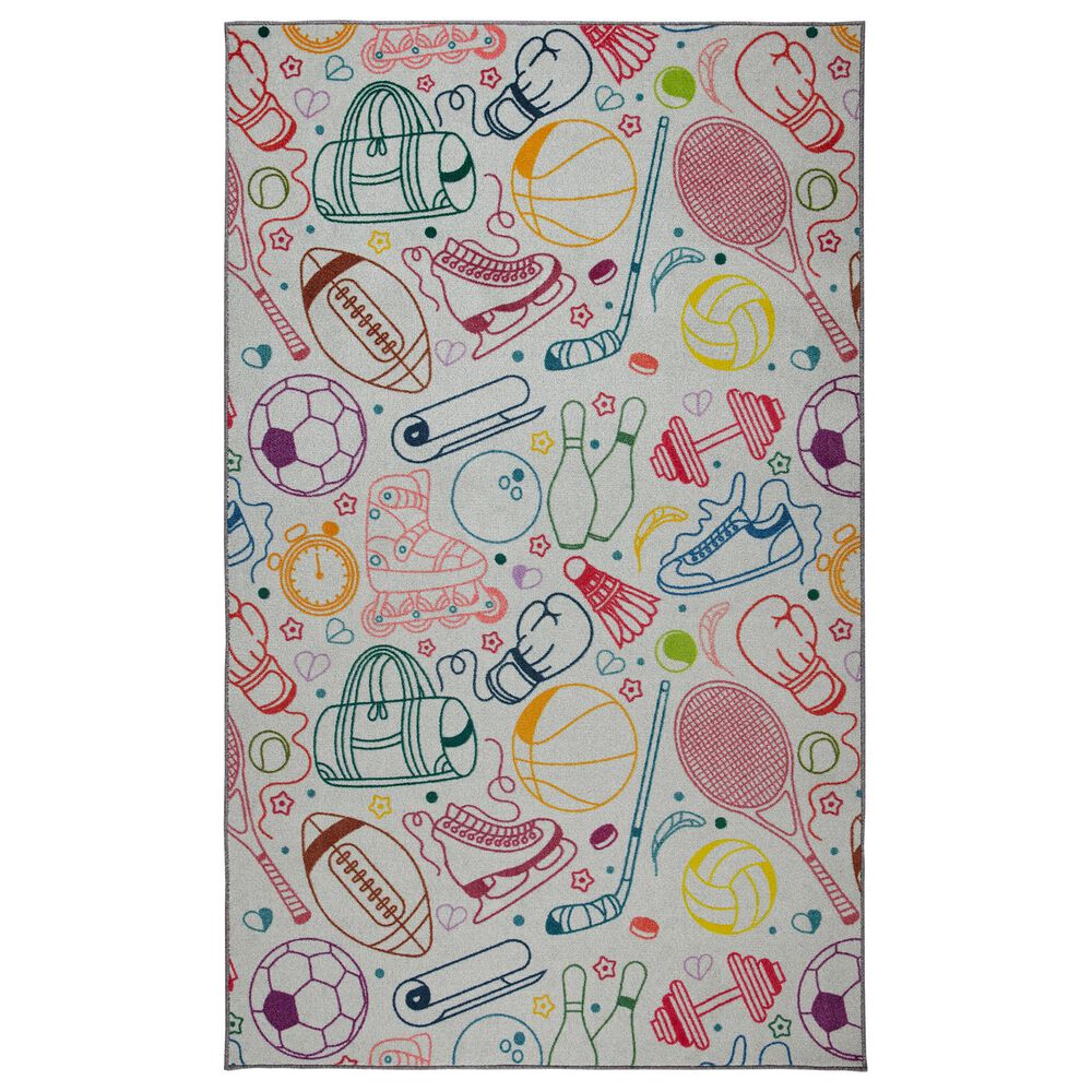 Karastan Prismatic 3"4" x 5" Cream and Pink Kids Area Rug, , large
