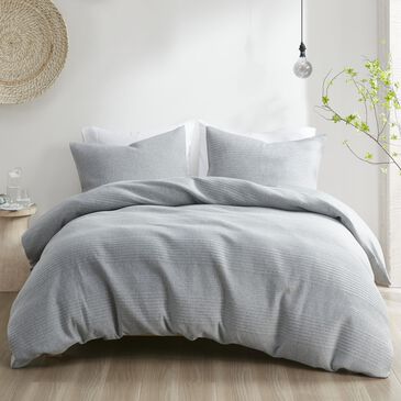 Hampton Park Ellis 3-Piece Full/Queen Duvet Cover Set in Heathered Gray, , large