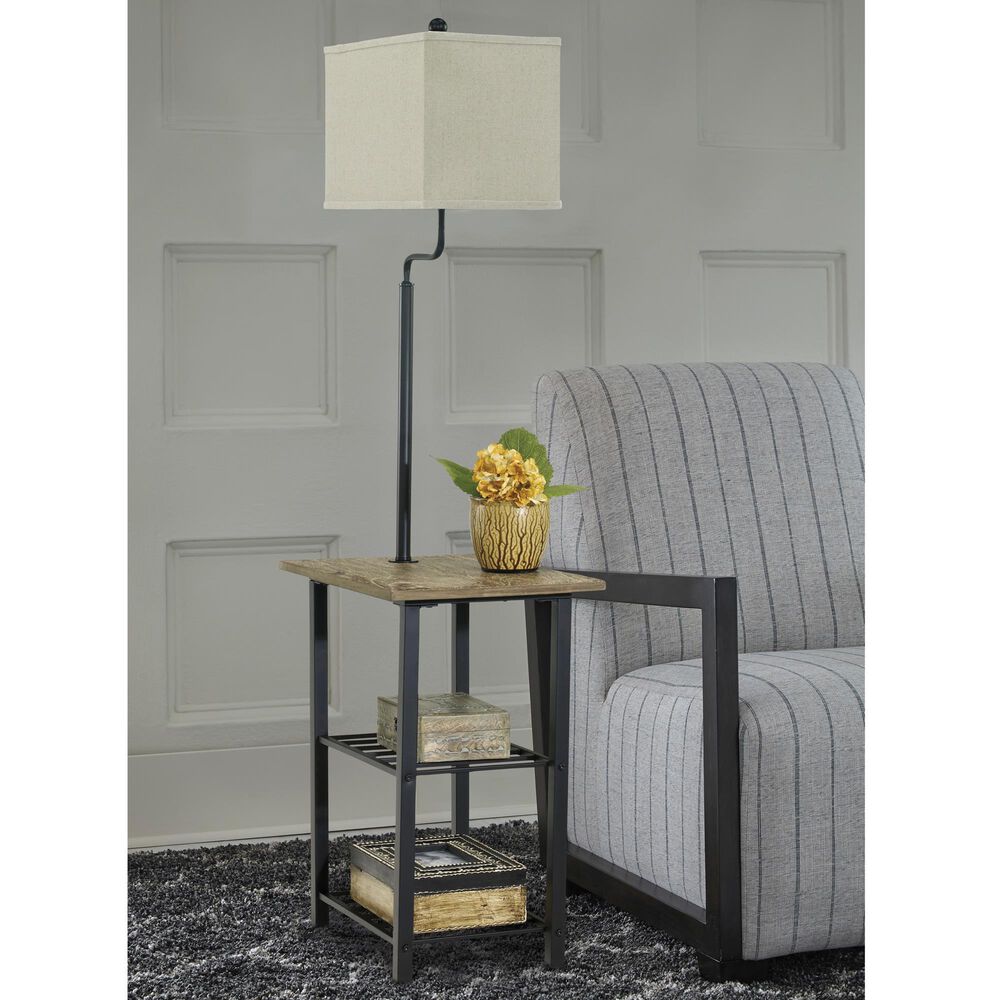 Ashley Shianne Floor Lamp in Black and Antique Brown, , large