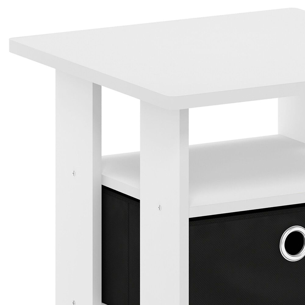 HOMLUX 2-Piece 1-Shelf End Table with Bin Drawer in White, , large