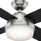 Hunter Dempsey 52" Ceiling Fan with Light in Brushed Nickel with Black Blades, , large