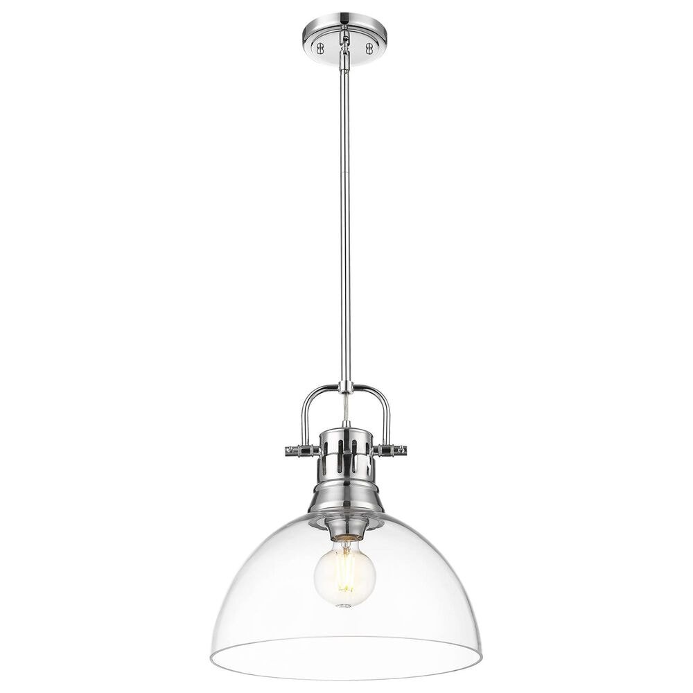Golden Lighting Duncan 1-Light Pendant with Rod and Clear Shade in Chrome, , large