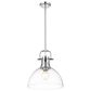 Golden Lighting Duncan 1-Light Pendant with Rod and Clear Shade in Chrome, , large