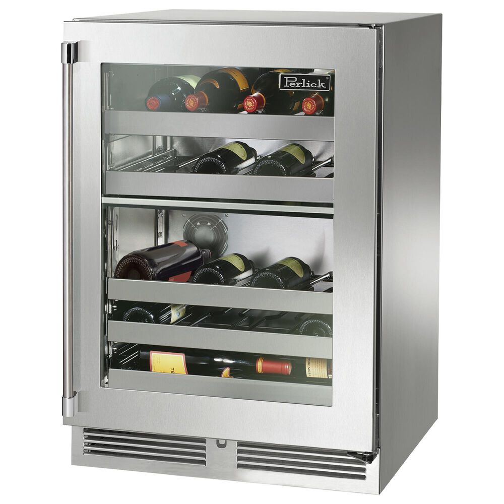Perlick Outdoor Signature Series 5.2 Cu. Ft. Dual Zone Wine Reserve with Glass Door and Right Hinge in Stainless Steel, , large