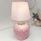 Lambs & Ivy Flower Power Strawberry Table Lamp in Pink, White and Green, , large