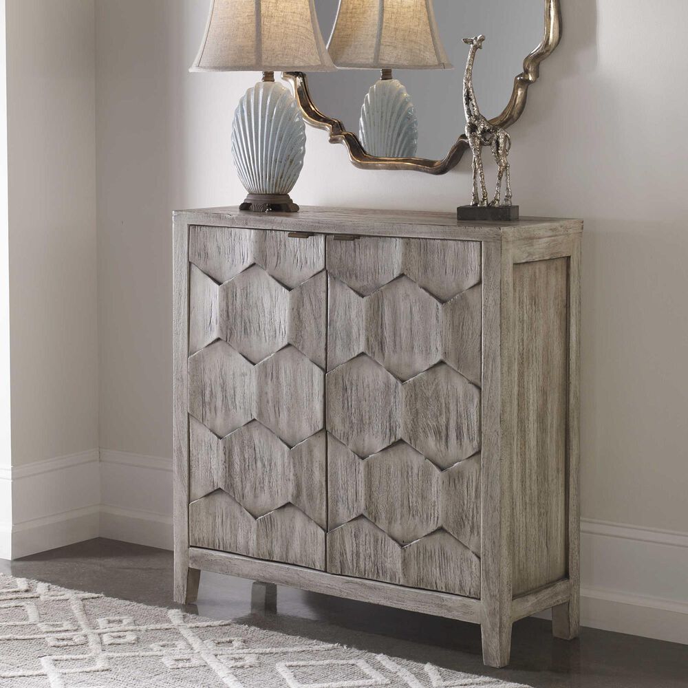 Uttermost Catori Console Cabinet In Distressed Light Grey, , large