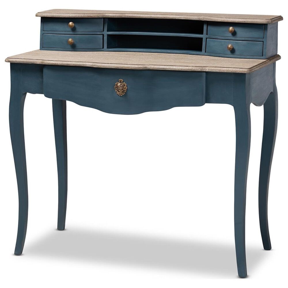 Baxton Studio Celestine Accent Writing Desk in Blue, , large