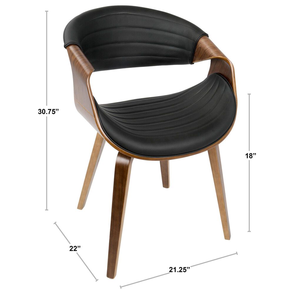 Lumisource Curvo Dining Chair in Black Faux Leather and Walnut Finish, , large