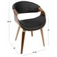 Lumisource Curvo Dining Chair in Black Faux Leather and Walnut Finish, , large