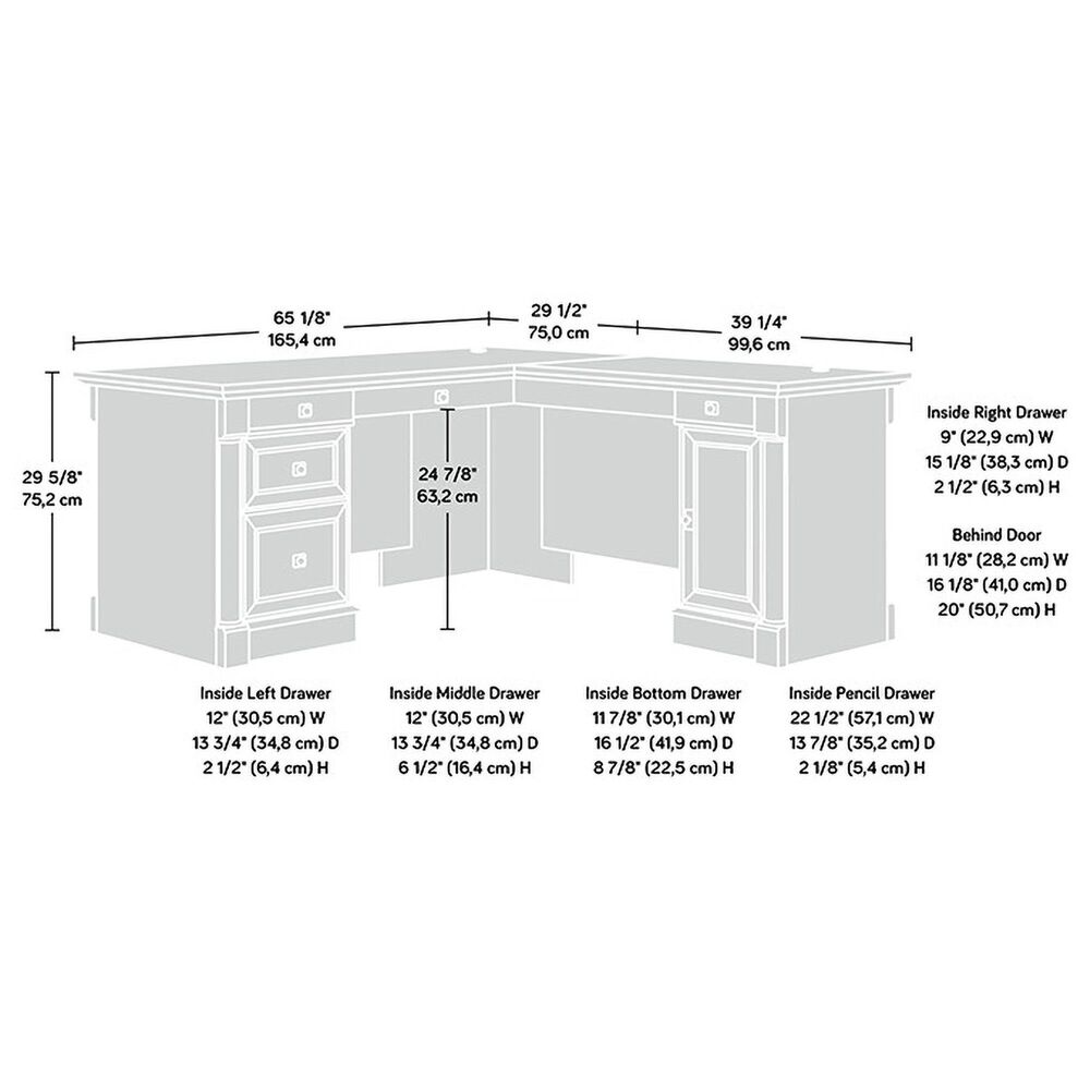 Sauder Palladia L-Shaped Desk in Glacier Oak and Rosso Slate, , large