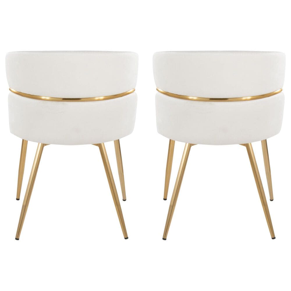 LumiSource Cinch Side Chair with Cream Velvet Cushion in Gold &#40;Set of 2&#41;, , large