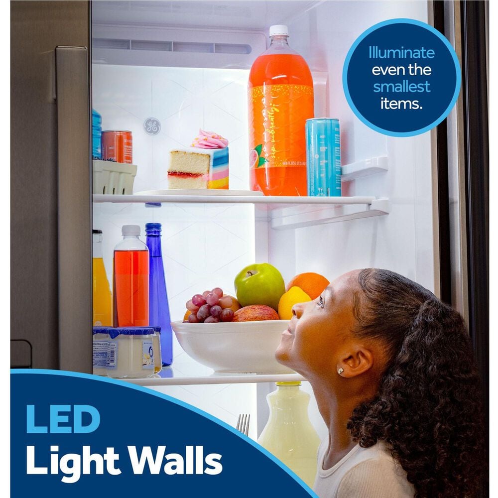 GE Appliances 27.7 Cu. Ft. Side-By-Side Refrigerator with LED Light Walls and Extra Tall Dispenser in Fingerprint Resistant Stainless Steel, , large