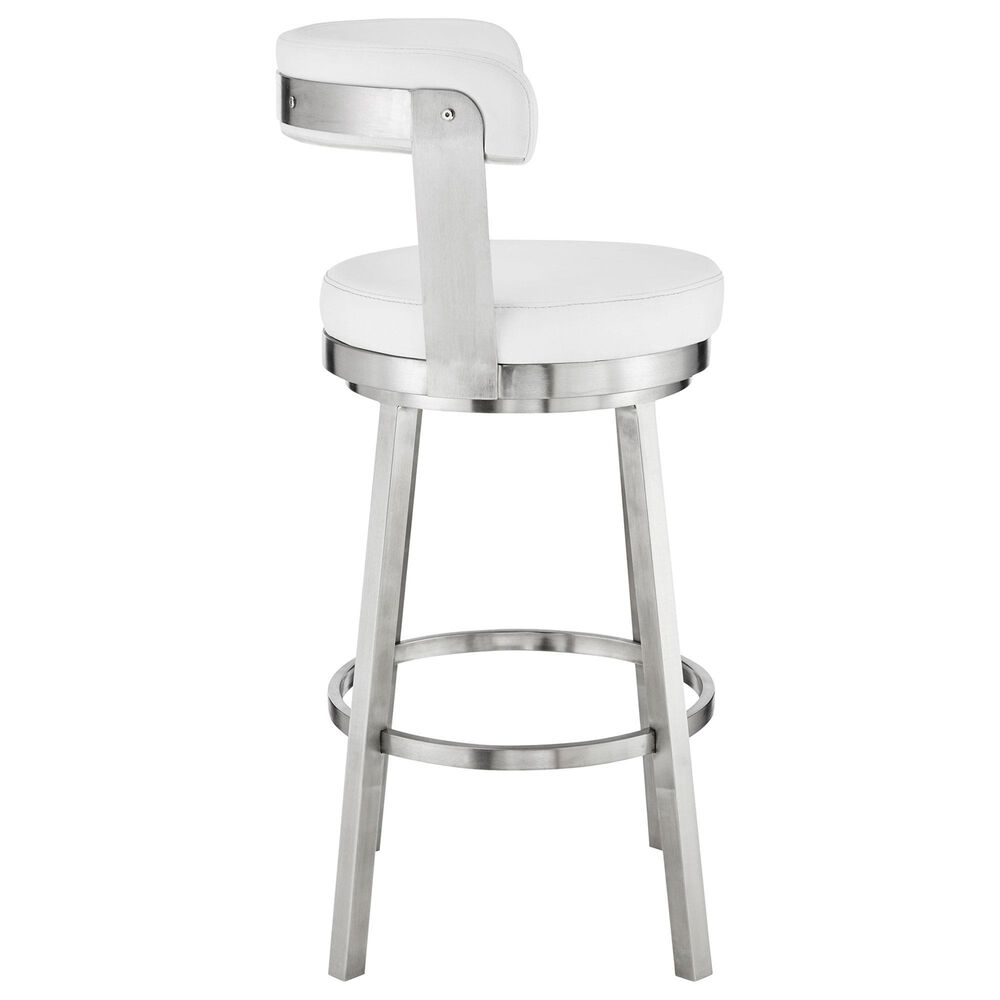 Blue River Bryant 30&quot; Swivel Barstool with White Cushion in Stainless Steel, , large