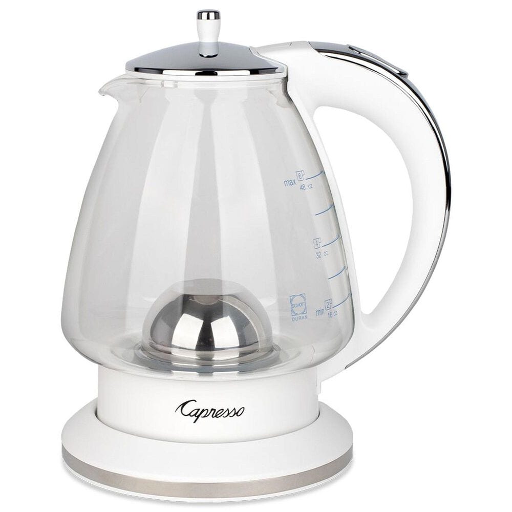 Jura H2O Glass 48 Oz Rapid Boil Kettle in White and Polished Chrome, , large