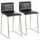 Lumisource Mara Counter Stool with Black Cushion in Stainless Steel (Set of 2), , large