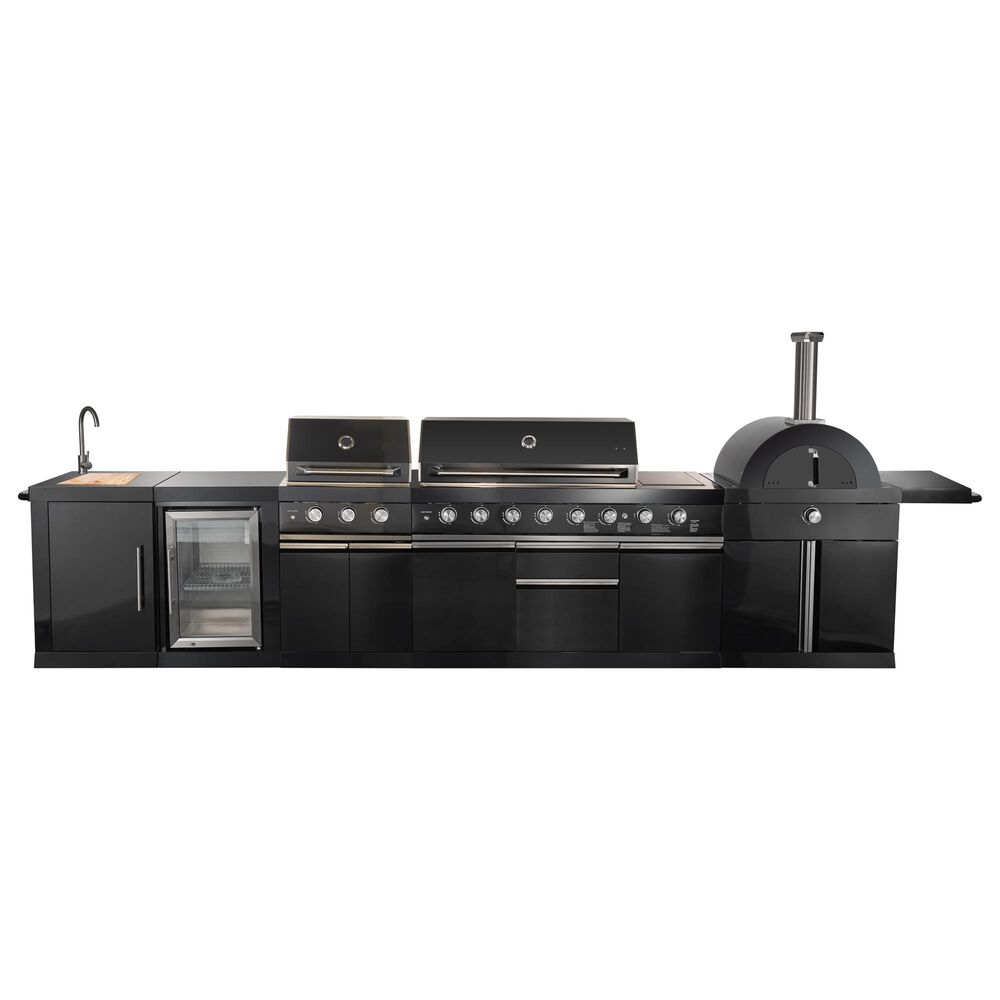 Forno All"Aperto 4-Piece Outdoor Kitchen Grill Set with Bar and Beverage Center in Black, , large