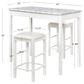 Linon Home Decor Lancer Tavern 3-Piece Counter Set with Faux Marble Top in Crisp White, , large
