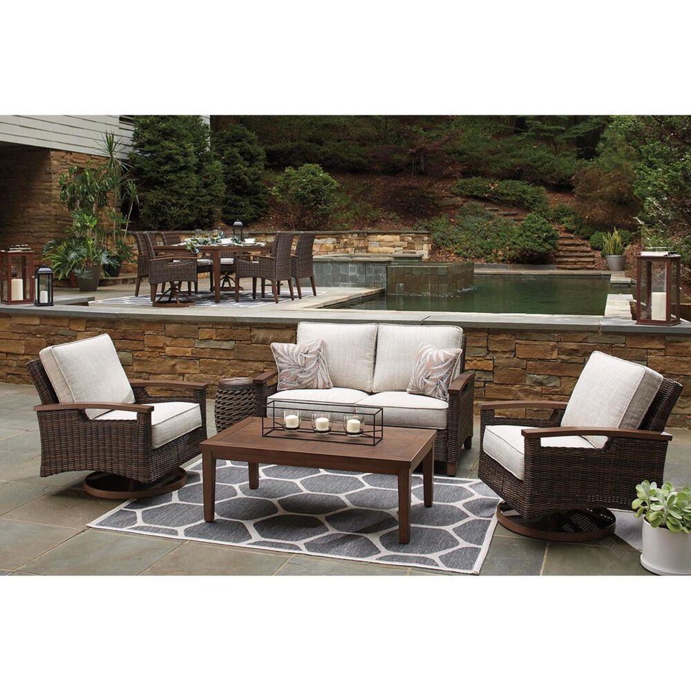 Signature Design by Ashley Paradise Trail Swivel Lounge Chair Set of 2 in Medium Brown, , large