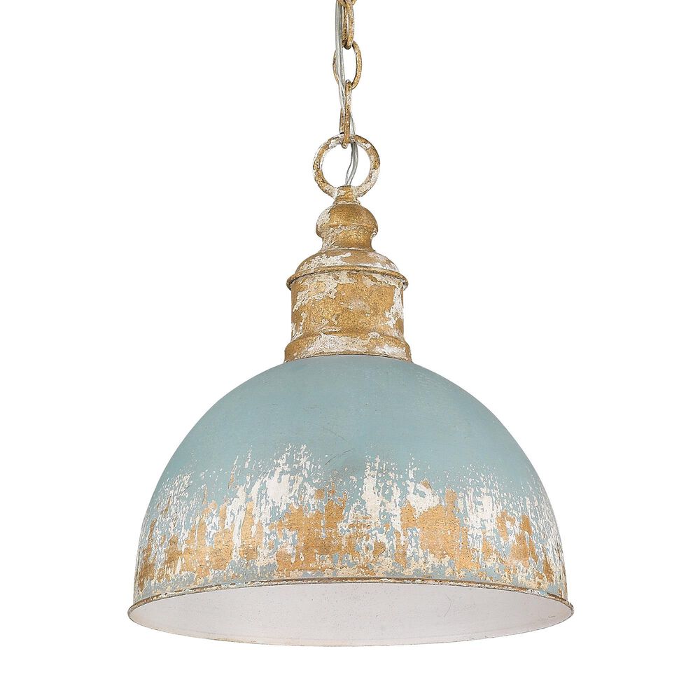 Golden Lighting Alison Medium Pendant in Vintage Gold and Teal, , large