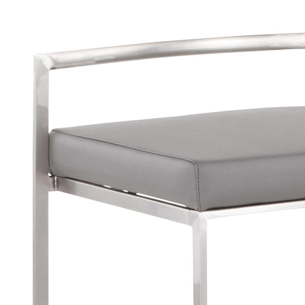 Lumisource Fuji Stackable Barstool with Grey Faux Leather Cushion in Stainless Steel (Set of 2), , large