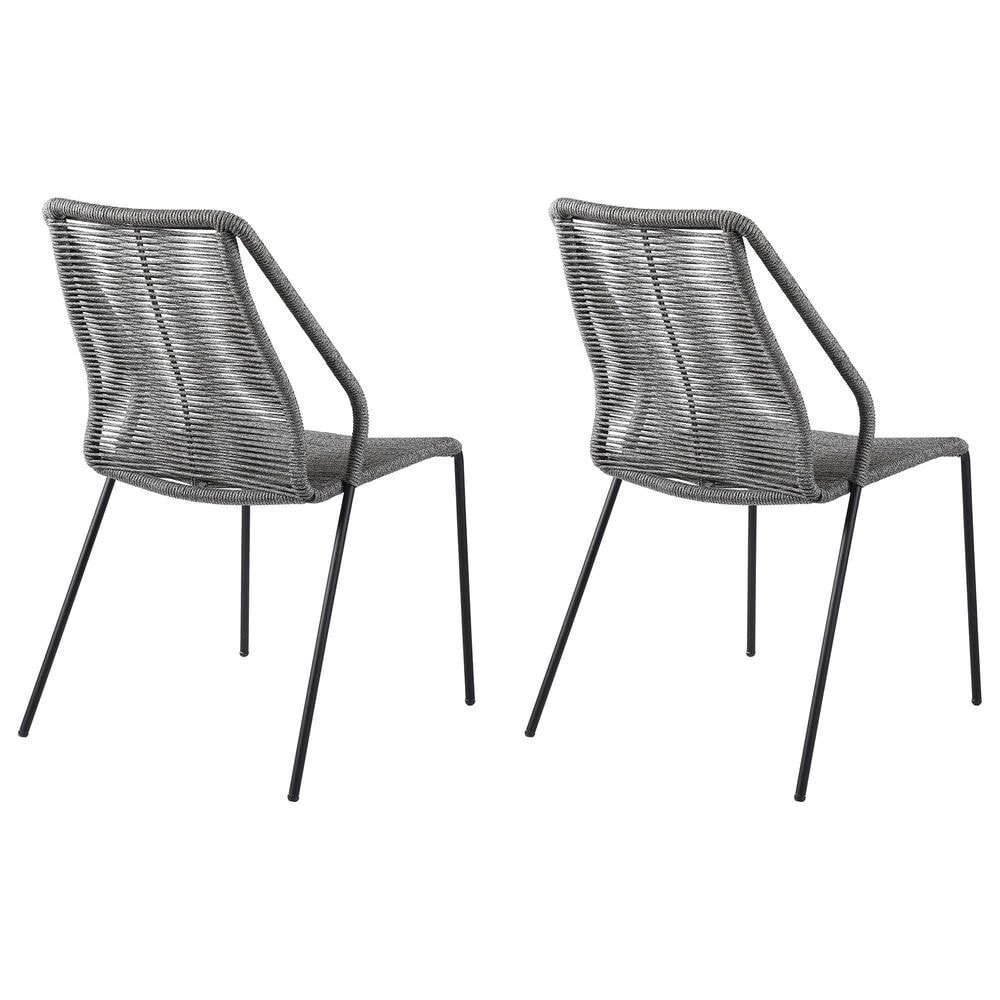 Blue River Clip Outdoor Dining Chair with Gray Rope in Black (Set of 2), , large