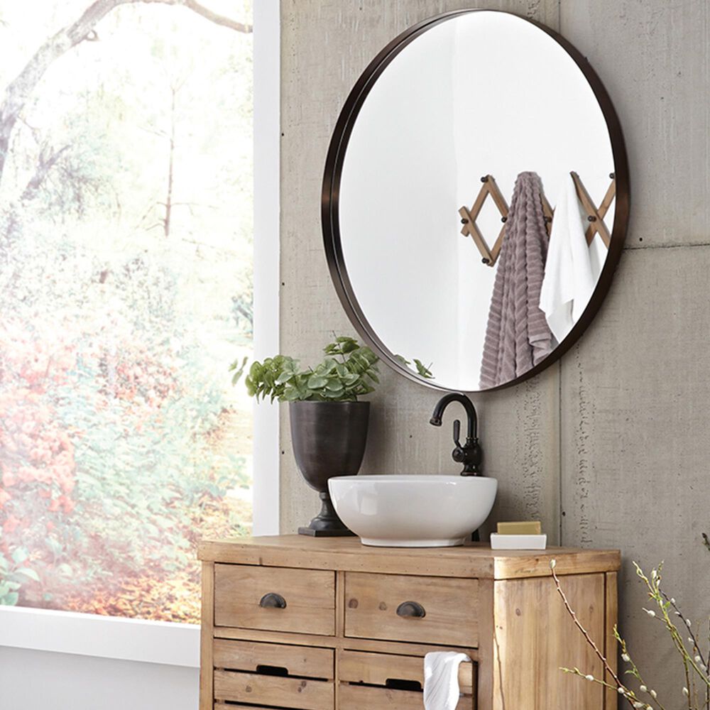 Howard Elliott Steele Round Mirror in Brass, , large