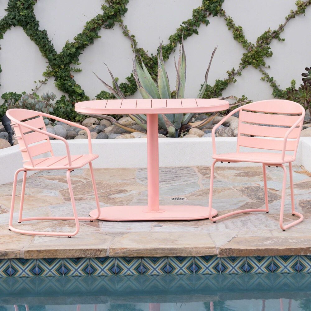 Hearth and Haven Santa Monica 3-Piece Outdoor Bistro Set in Coral, , large