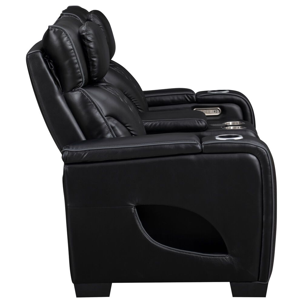 Titanic Furniture All Star Power Reclining Loveseat with Power Headrest in Black, , large