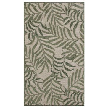 Nourison Garden Oasis GOA01 Ivory and Green 3" x 5" Indoor/Outdoor Area Rug, , large
