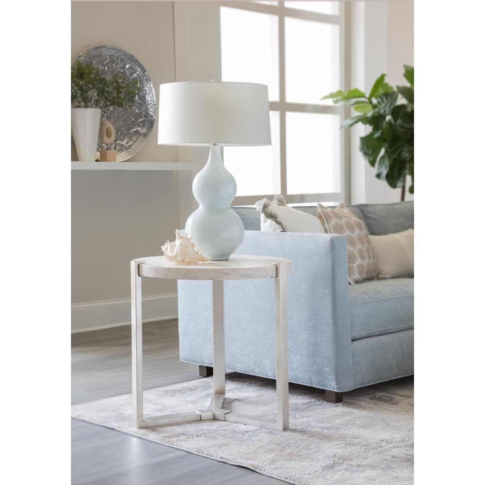 Artistica Metal Denizen End Table in White and Champagne Silver, , large