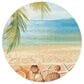 Safavieh Barbados Tropical Beach Seashell 8" Round Gold and Blue Indoor/Outdoor Area Rug, , large