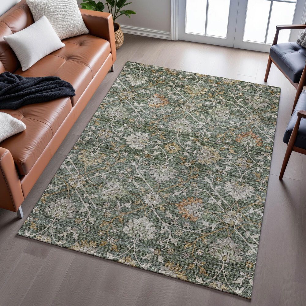 Dalyn Rug Company Silk Road Basil, Green, Beige, Copper, Gold and Gray 8&#39; x 10&#39; Area Rug, , large