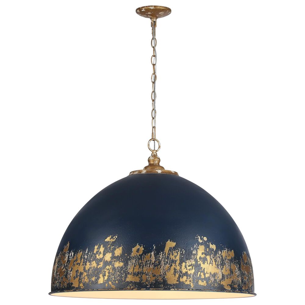 Golden Lighting Alison 8-Light Pendant with Antique Matte Navy Shade in Vintage Gold, , large