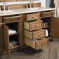 James Martin Vanities Bristol 60" Double Bathroom Vanity in Saddle Brown with 3 cm Eternal Marfil Quartz Top and Rectangular Sinks, , large