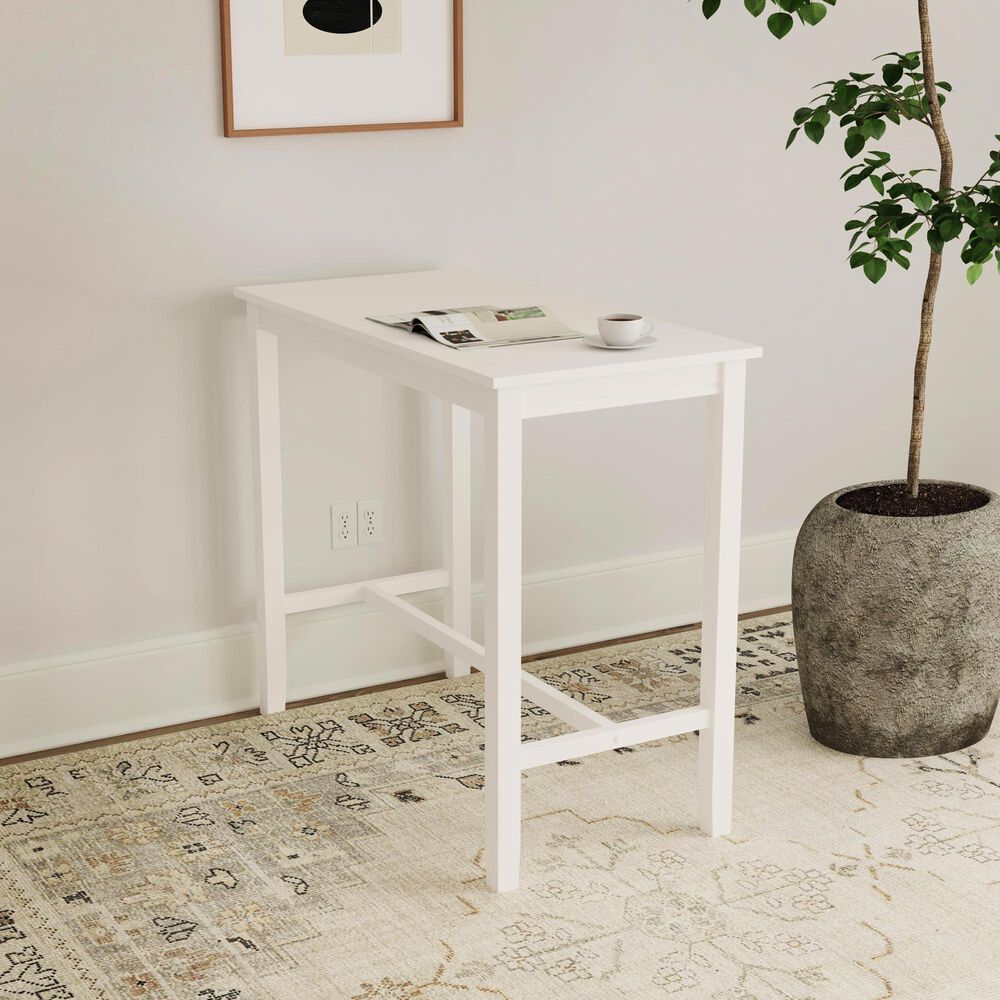 Linon Home Decor Claridge Bar Height Pub Table in Bright White - Table Only, , large