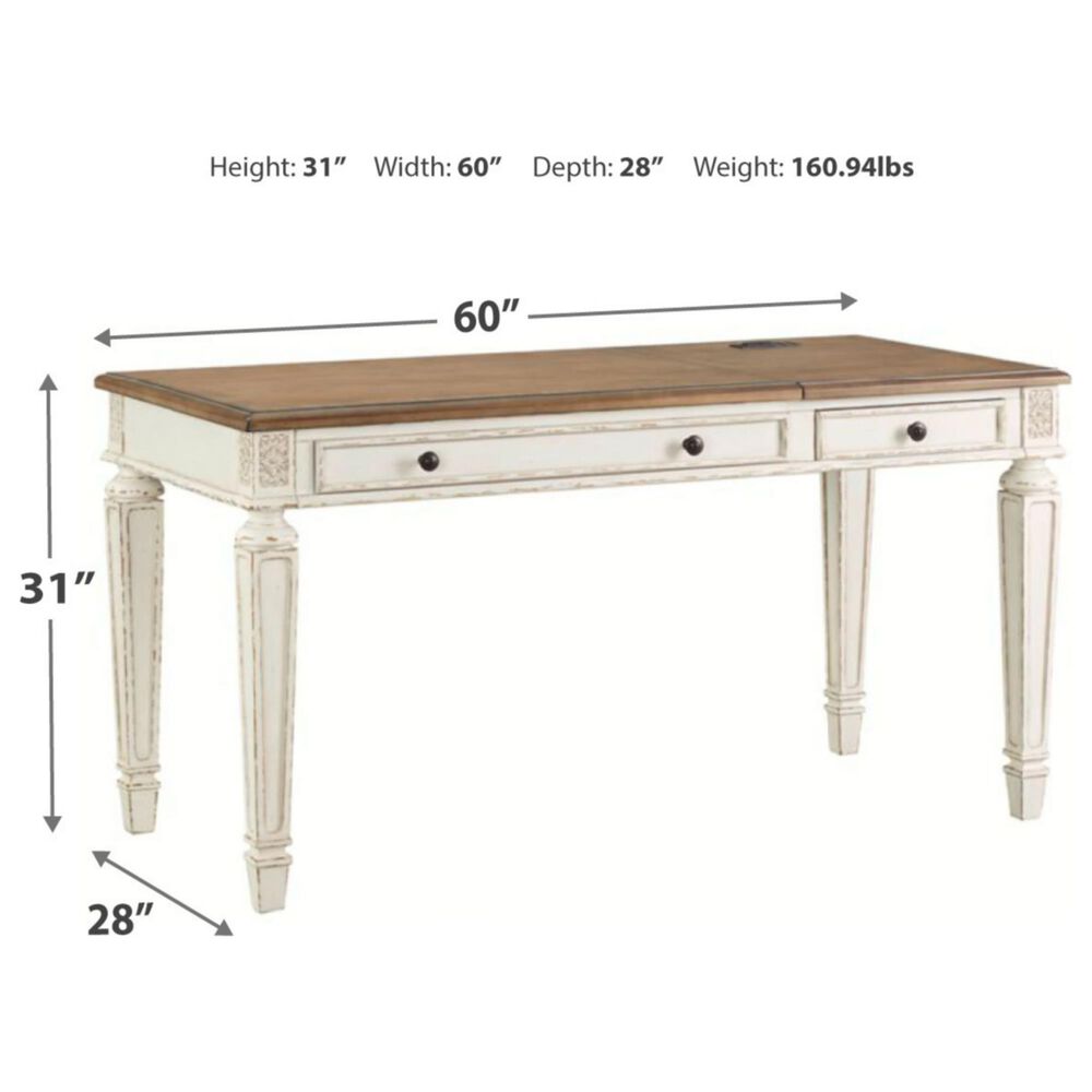 Ashley Realyn Lift Top Desk in White and Brown, , large