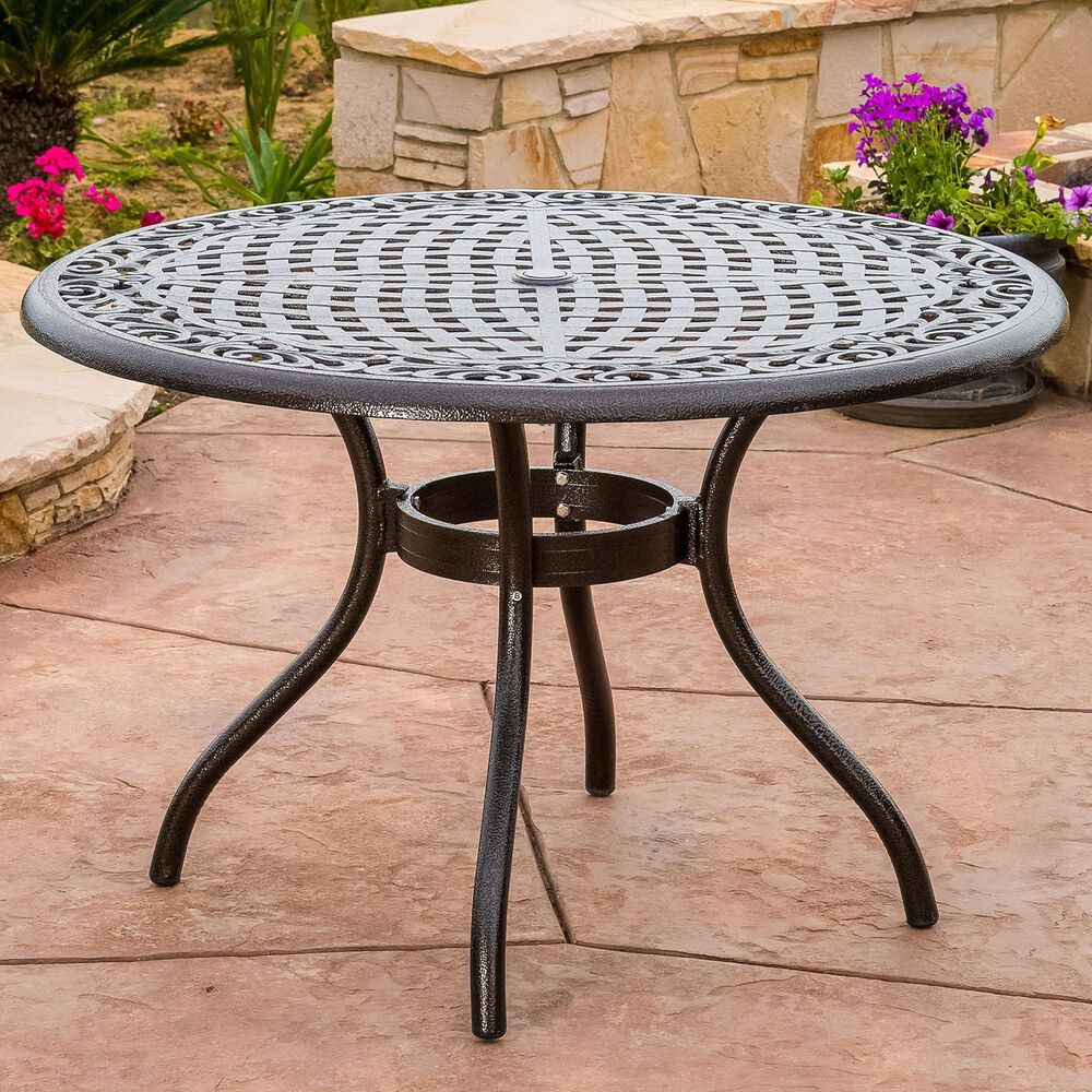 Noble House Phoenix Round Dining Table in Bronze - Table Only, , large