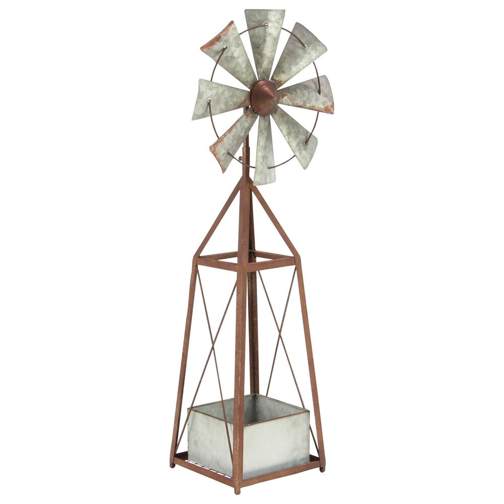 Maple and Jade 39" x 10" Windmill Planter in Brown and Gray, , large