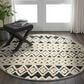 L&R Resources Sinuous Geometric Diamonds 4" Round Blue and Cream Area Rug, , large
